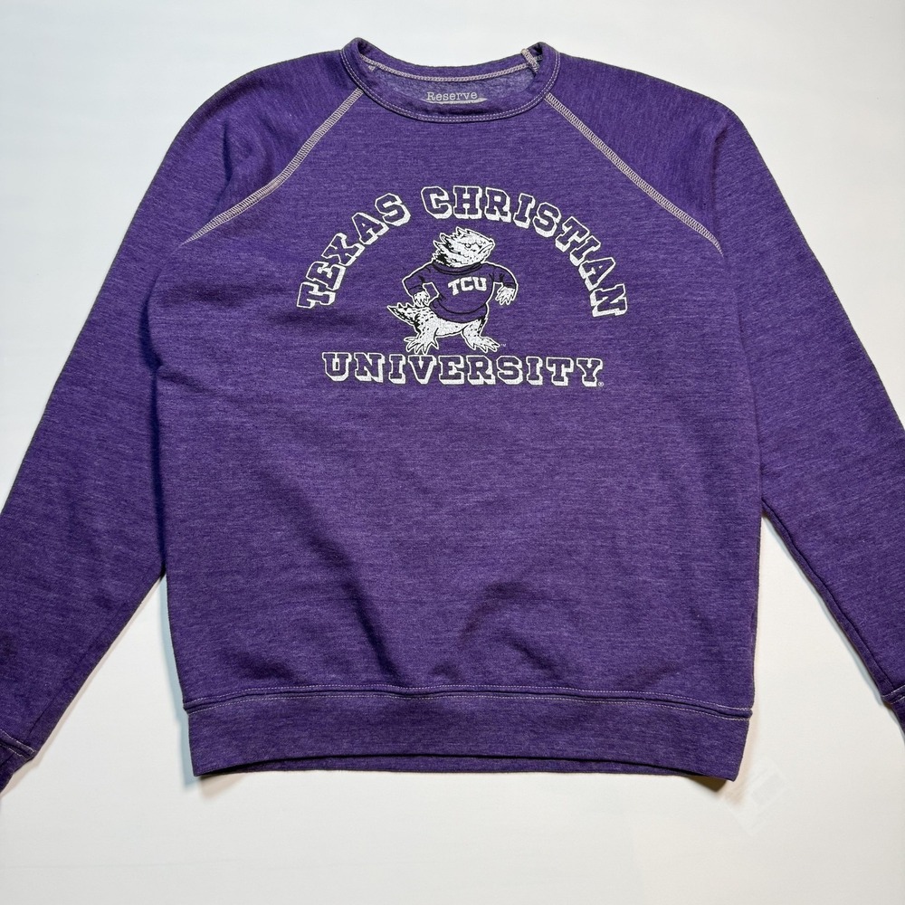 TCU Horned Frogs Sweatshirt Womens Small Purple Soft Reserve Collection‎ Blue 84